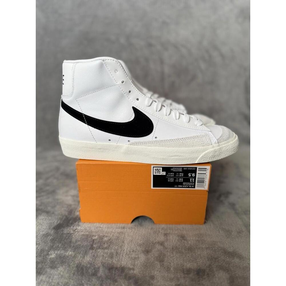 Nike Blazer Mid ‘77 White Black Sz Men 9.5 CZ1055-100 George Iceman Gervin